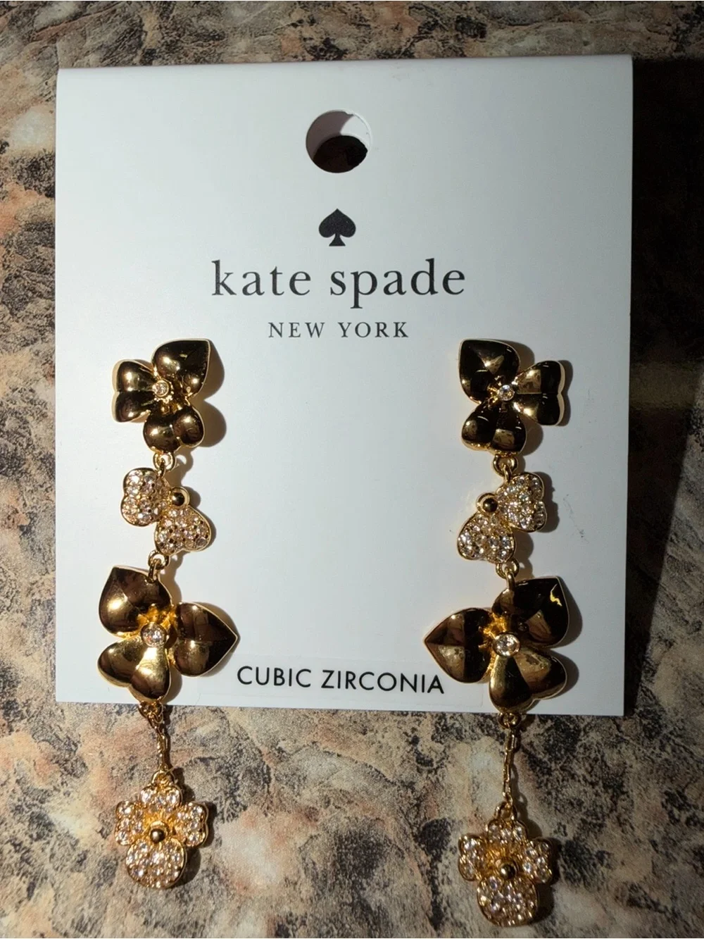 Kate Spade New York Precious Pansy Pavé Linear Drop Earrings